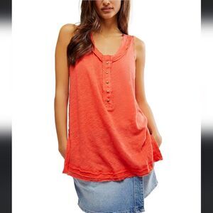 Free People Love Language Burnout Tank Womens Small Burnt Orange